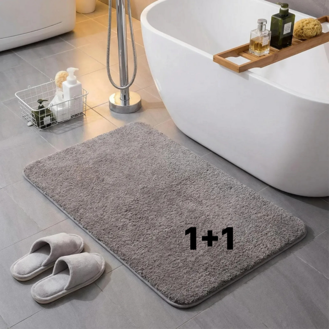 Fulora 욕실 주방 현관 빨아쓰는 1+1 발매트, 그레이