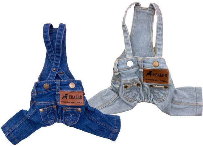 코코스튜디오 강아지옷 코코라라 데님 멜빵바지, 코코라라 데님 멜빵바지-연청, 1개