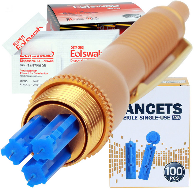그랜드메디 삼침 사혈기 CXB-3+란셋100개+알콜스왑100매, 1개