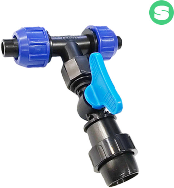 분수호스4cm+물호스16mm 연결부속 IS형 원터치형 일자 T자 L자 상인농자재, (IS형)분수호스4cm+물호스16mm(T자), 1개