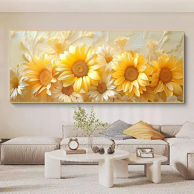 대형 보석십자수 해바라기 금전운 재물 행운 성공 큐빅 구슬 비즈 공예 십자수 패브릭형 DIY, 1개, 140x50cm