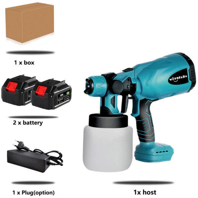 에어 페인트 후끼 분사기 스프레이건 18V 전기 스프레이건 가정용 소독 살균 휴대용 페인트 분무기 마끼, two big battery, 05 two big battery