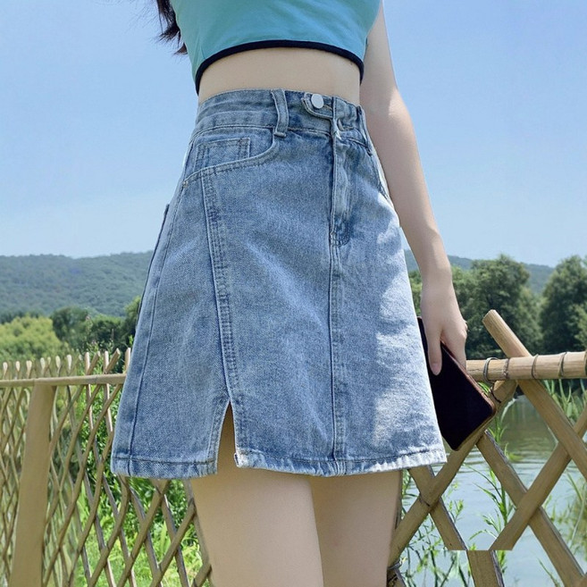 lofei 여성 여름 하이웨스트 데님 미니스커트