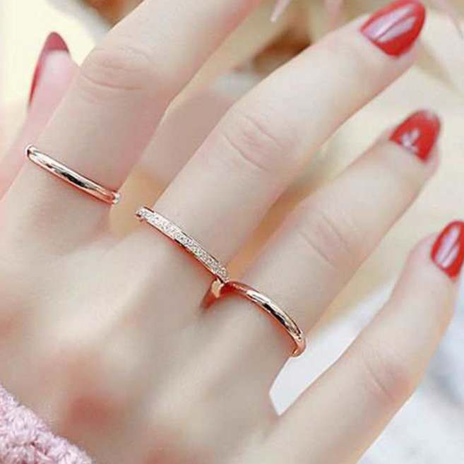 하나린 써지컬스틸 [3개 1세트] 트리플슈가 반지 레이어드링