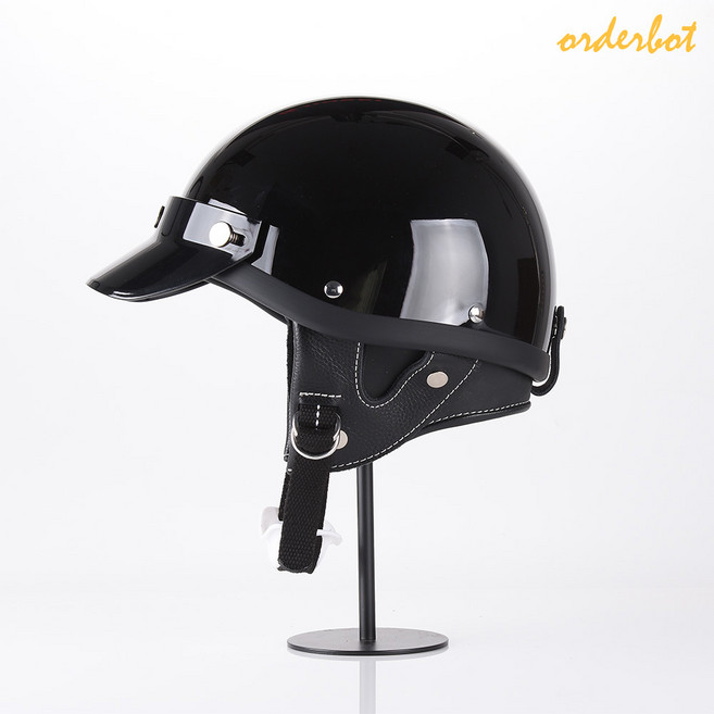 오더봇 티티앤코 TT&CO 소두핏 헬멧 501TX 클래식 바이크 스쿠터 전동 킥보드 베스파 할리 데이비슨 경량 하이바 티티엔코 오픈 하프 페이스, M, 유광블랙