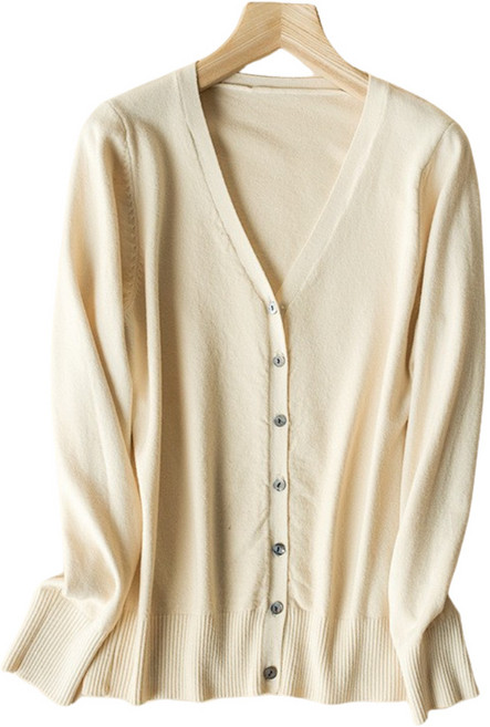 미니멀모다 비스코스 여성 클래식 심플 브이넥 니트 가디건