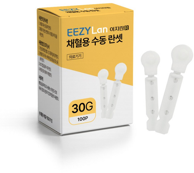이지란 30G(100개입) 란셋 사혈침 채혈 당뇨 압출용 로슈 아큐첵 소프트클릭스호환, 100개입, 2개