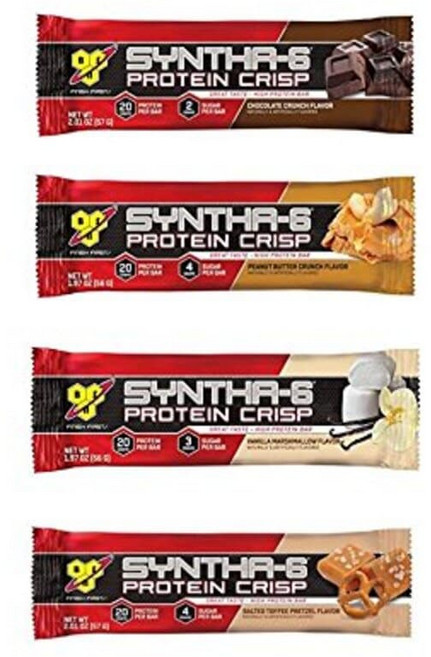 비에스엔 신타6 프로틴 바 미국 BSN Syntha6 Protein Crisp bar 4종류 맛 구성 총 12개, 1개