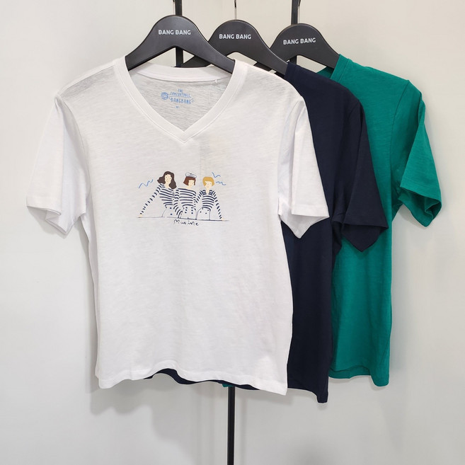 뱅뱅 NC경산점 여름신상 반값할인! 여성 브이넥 반팔 티셔츠 NTL535