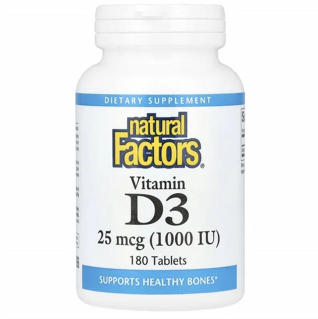 Natural Factors 비타민D3 25mcg(1000IU) 180정 NFS-01051, 1개 - 쿠팡