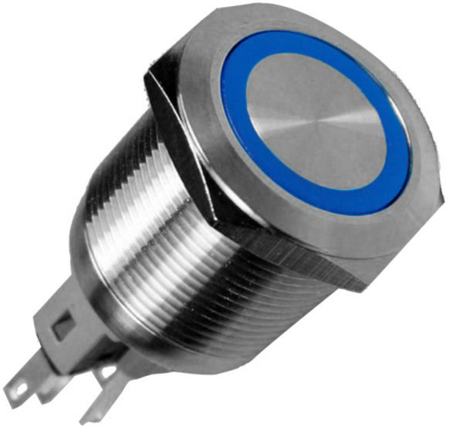 GHSHOP 25mm 순간 푸시 버튼 스위치 1NO 1NC ON/OFF 방수 스테인레스 스틸 금속 라운드 LED 천사 눈, 블루, 1개