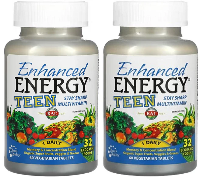 10대 키즈 청소년 에너지틴 종합비타민 멀티 영양소 60정 2통 CHECKYOU - 쿠팡