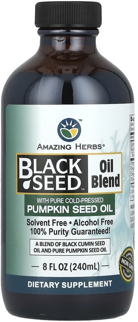 몸관리하세요 겨울입니다 Amazing Herbs Black Seed 오일 혼합물 호박씨 오일 함유 240ml(8fl oz) 특별관리진행, AmazingHerbsBlackSeed오일혼합물호박씨오, 1개, 240ml - 쿠팡