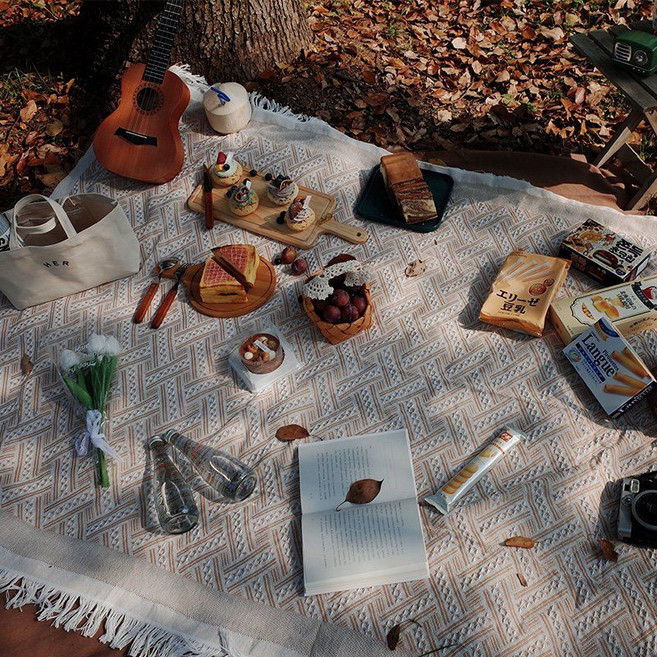 감성 피크닉 매트 돗자리 소풍 인생샷 필수아이템, 살구90x180