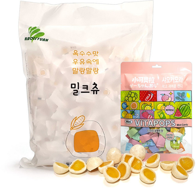 하오리위안 밀크츄 (옥수수향 1kg 대용량) 1봉+샤오커오라(100g) 1개, 1.1kg, 1세트