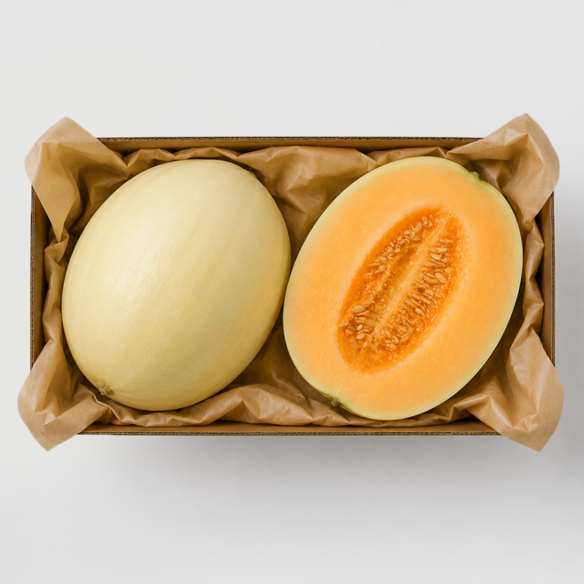 [엘로아시스] 초고당도 당도보장 솜사탕 메론, 1개, 2입 (3.2kg 내외)