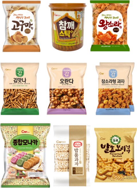 추억의 과자 모음 옛날과자 종합(오란다 김맛나 왕소라 고구마형 참소라 밥풀과자 참깨스틱 모나카 보리건빵 ), 220g, 1개