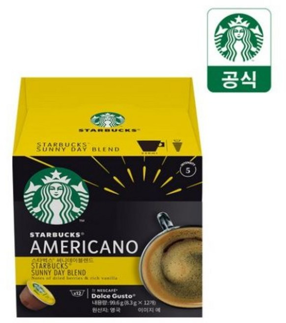 스타벅스 써니데이 블렌드 by 네스카페 돌체구스토, 8.3g, 12개입, 3개