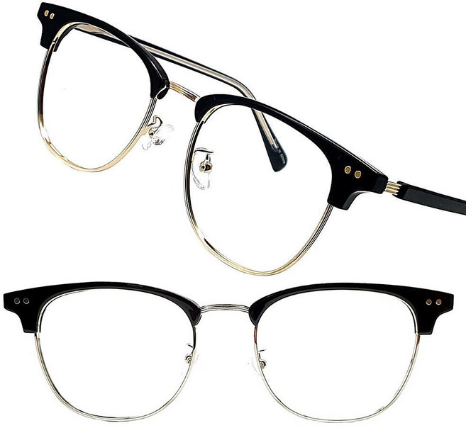 EYES ONE [5컬러] 고퀄리티 하금테 반뿔테 안경 남자 여자 패션 투명 안경테