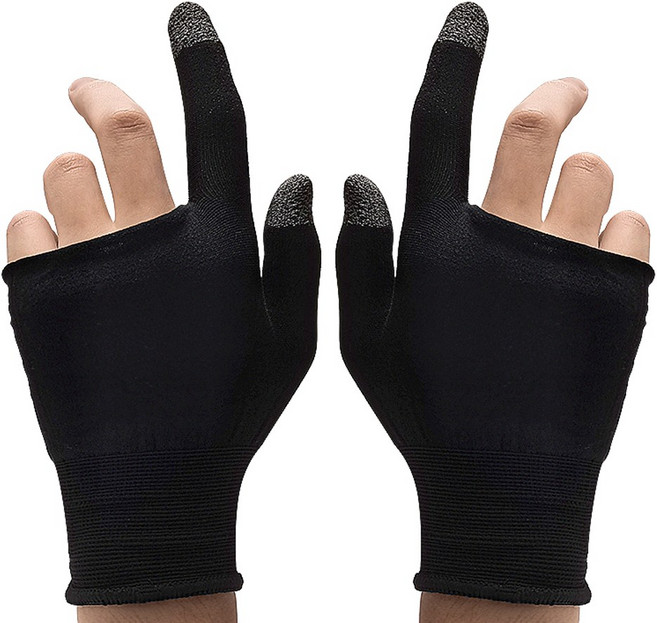 어썸컨셉 마이크로 터치 2핑거 게이밍 장갑 모바일 배그 스마트폰 골무, 블랙, 1개