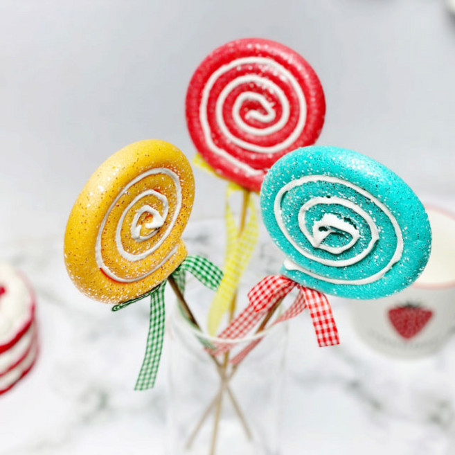 파스텔 컬러 롤리팝 사탕 모형 디스플레이 장식 인테리어 소품 디자인 아이디어 상품, 스카이