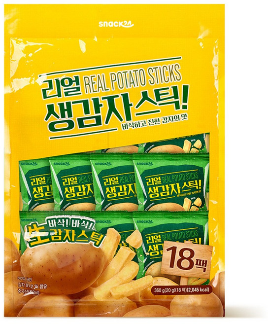 스낵24 리얼생감자스틱 포테이토스낵 대용량 과자, 1개, 360g