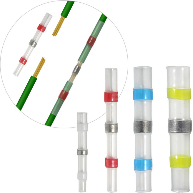 자동 납땜 열수축 슬리브 방수 전선연결 커넥터 수축튜브 크림프 터미널 솔더링 압착단자 전기배선 절연 전선 방수슬리브 버트 와이어 케이블 열풍기 히팅건 숄더링 열수축관 전선수리용, 백색 SST-S11, 1개
