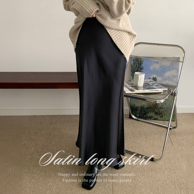 [순이] S.여성 글로시 새틴 밴딩스커트