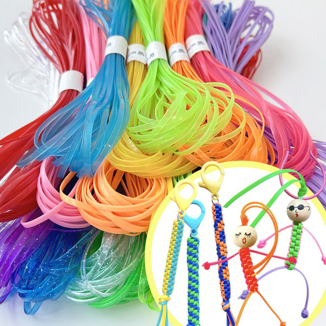 맘아트 스쿠비두 룰라끈 3mm 1m 10줄 펄투명 무지개 야광 매듭공예 플라스틱끈, 보라, 1개