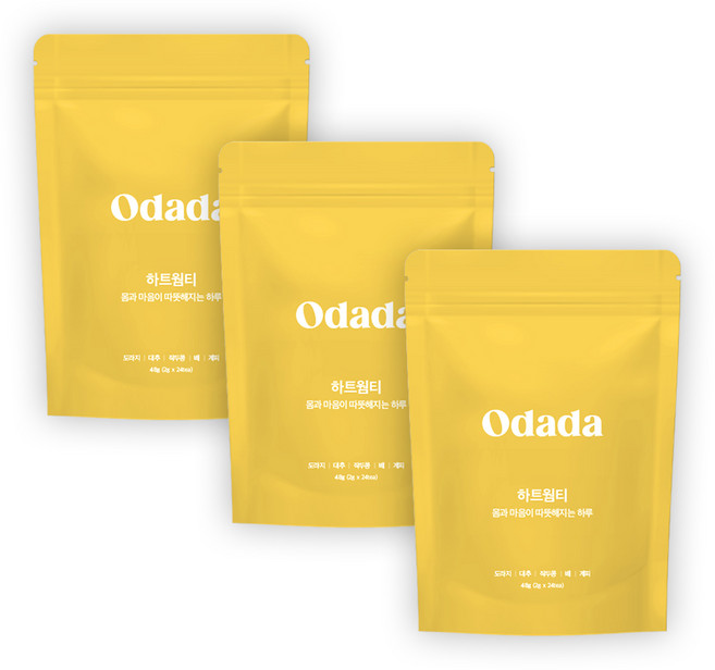 [공식몰] 오다다 하트웜티 대용량 / 무설탕 배도라지 목건강지킴이, 2g, 24개입, 3개