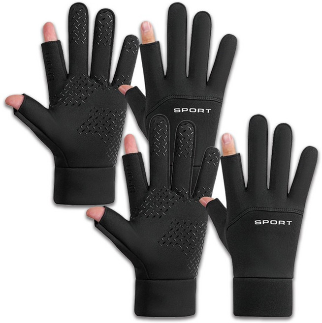 볼품 기모 핑거장갑 배달 방한용품 1+1, 블랙 2개