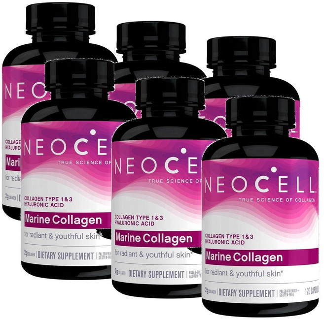 네오쎌 마린 피쉬콜라겐 타입1 3 캡슐 NEOCELL Marine Collagen, 120정, 6개