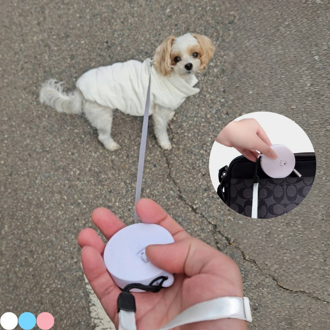 JEN 스냅리드 강아지 자동리드줄 미니 초경량 꼬임방지, 1개, 스카이 블루