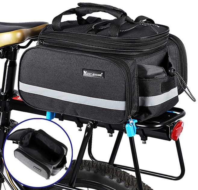 시그니처베이지 웨스트바이킹 자전거 짐받이 가방 YPZ209, 검정, 1개