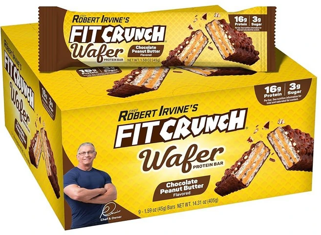 FITCRUNCH 웨이퍼 단백질 바 단백질 16g 및 설탕 3g(바 9개 초콜릿 땅콩 버터), Chocolate Peanut Butter, 1개, 405g - 쿠팡