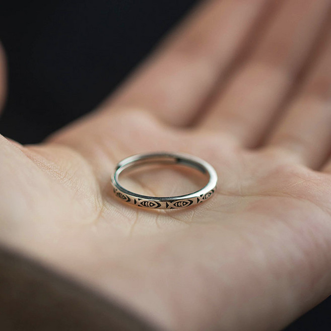 FANSYLI 행운의 물고기 소원성취 반지 재물운 반지 수능반지 Rt2604A06