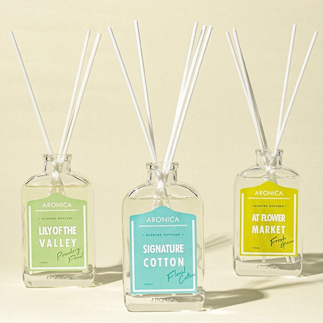실내 디퓨저 방향제 화장실 거실 방향제 110ml 8종 아로니카 센티드, 클린코튼110ml