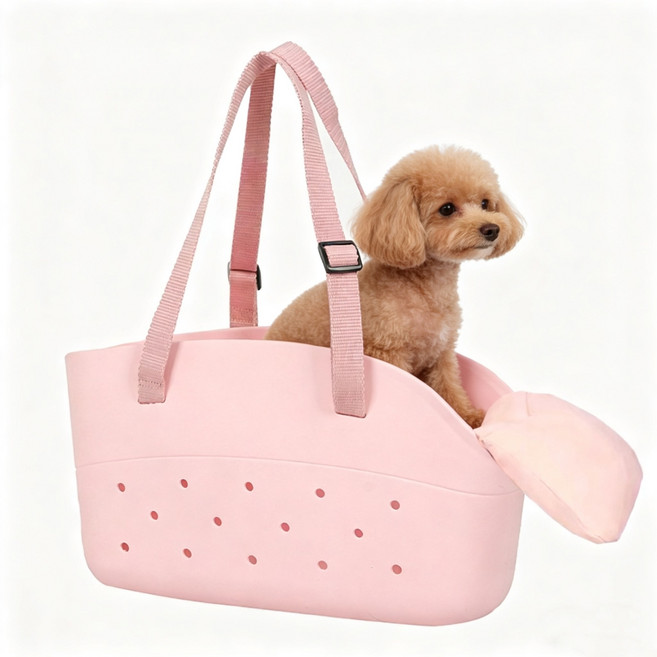디앤이펫 반려동물 산책가방 EVA쿠션 슬링백, 1개, 핑크