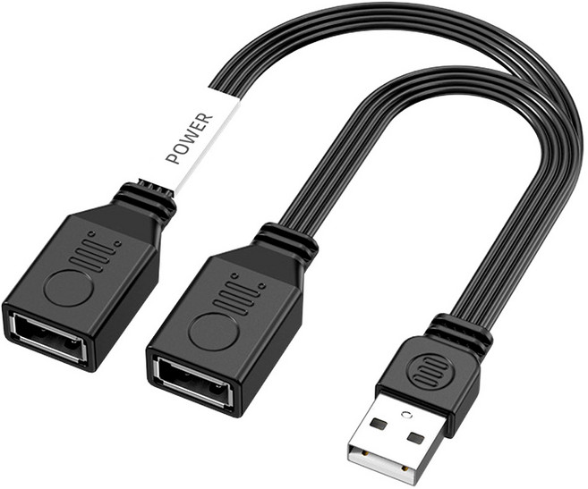 듀오링크 USB 2.0 듀얼 연장 케이블, 1개, 블랙, 130mm