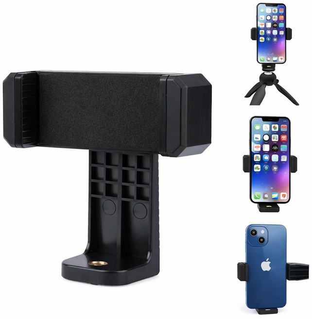 360도 회전 스마트폰 거치대 홀더 셀카봉 삼각대, 1개, 블랙