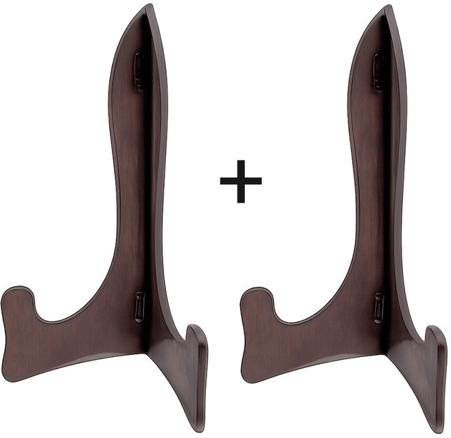 인테리어 우드 액자 접시 받침대 거치대 1+1, 1세트, 월넛