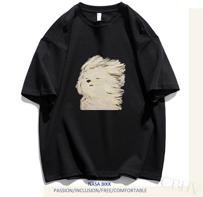 CBHV 2026 트렌드 루즈핏 프린트 반팔 티 남 여름 라운드넥 순면 티