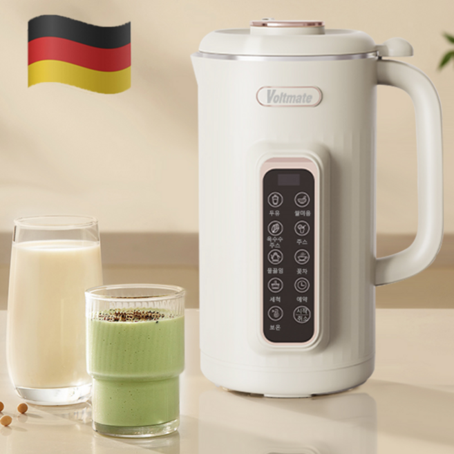 VoltMate 1600ML대용량 두유제조기 자동세척 온열 기능 두유기 6종 건강 음료 서리태 두유 죽 이유식 제조기 1636J, 베이지