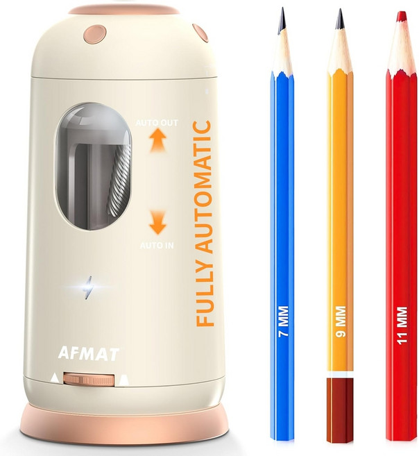 AFMAT 전동 연필깎이 파스텔블루 7-11.5mm, 오프 화이트