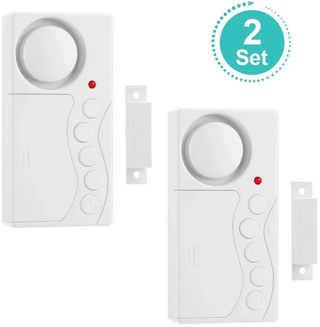 Hollarm 냉장고 도어 알람 3/15/30/60 초 조정 가능한 지연 센서 창 홈 보안, 01 2 SET