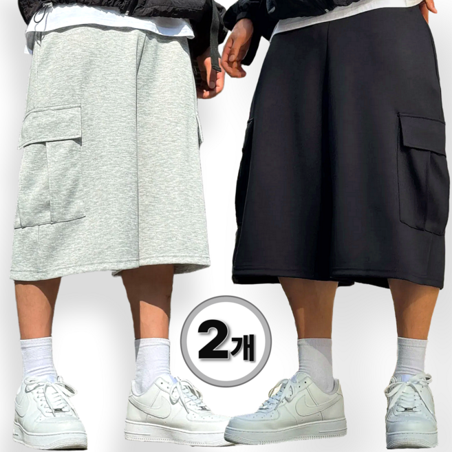 1+1 시온 카고 와이드 버뮤다팬츠 남녀공용