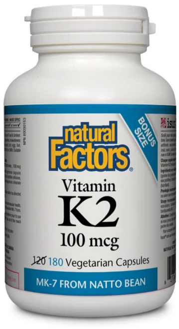 네추럴 팩터스 비타민 K2 100mcg 180정 심혈관영양제 뼈건강 치아건강 동맥경화, 1개 - 쿠팡
