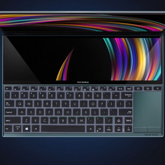 호환 2020 실리콘 키보드 스킨 보호대 커버 14 인치 Asus ZenBook Duo UX481FA UX481FL UX481F ux481fn UX481 FL FN 노트북 UX4, [01] Black, black, 1개