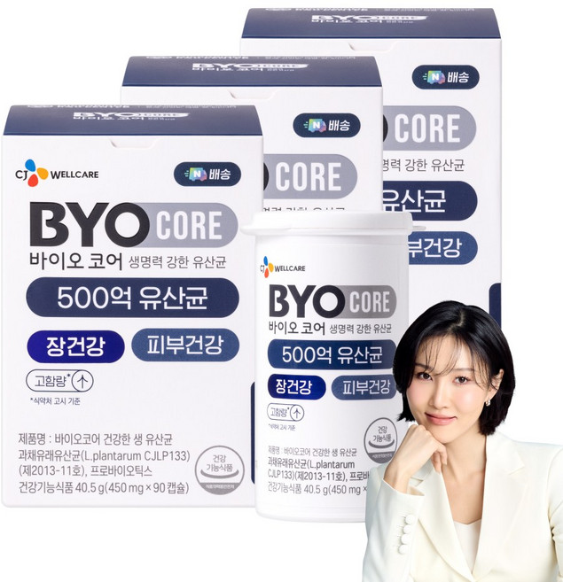 500억 부자유산균 CJ 바이오코어 건강한 생유산균 고함량 특허유산균, 3개, 90정
