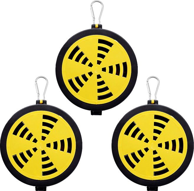 리브문 회전형 연기조절 모기향 케이스, 노랑, 3개